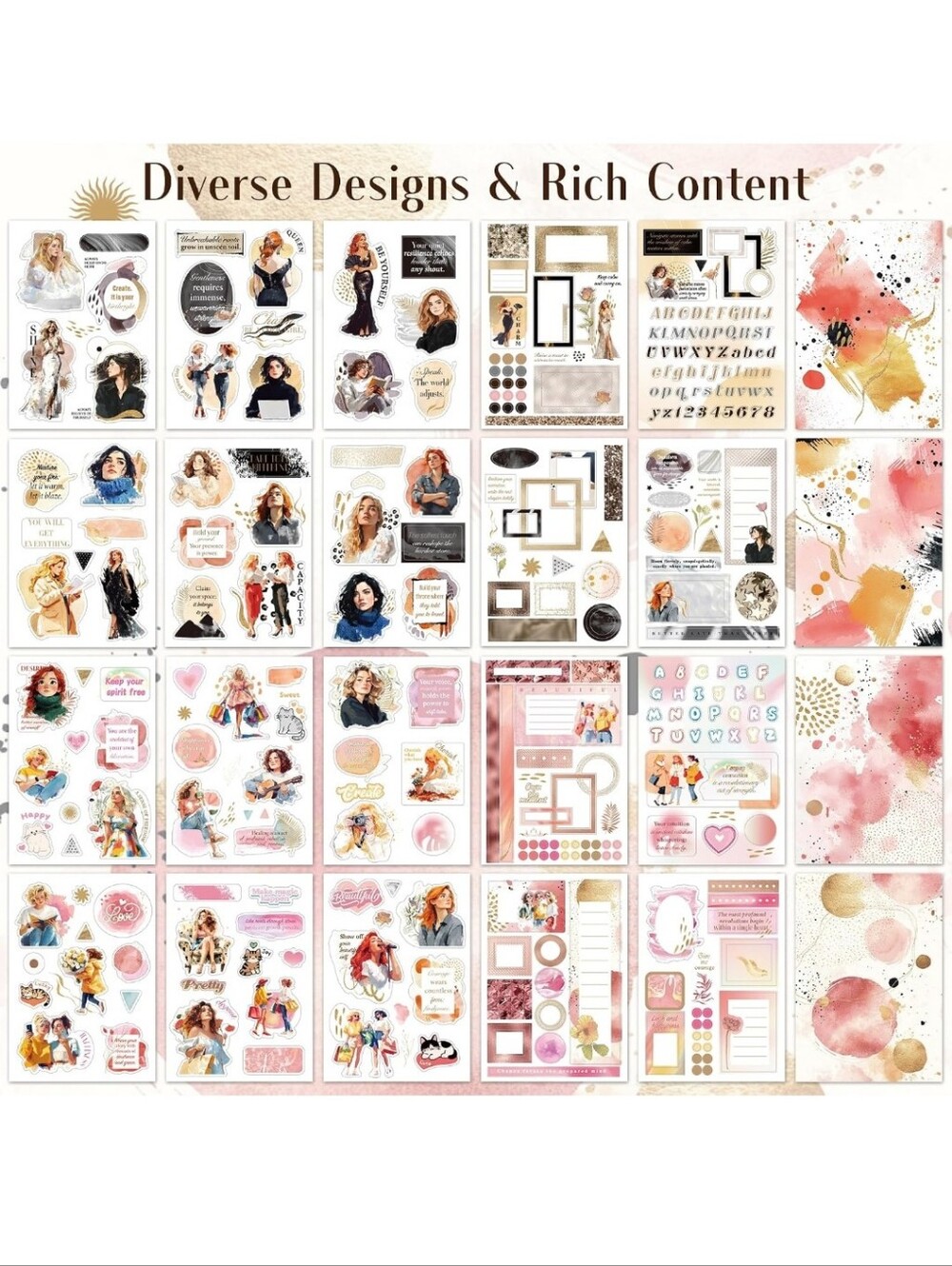 Pink and Gold Decorative Sticker Sheet